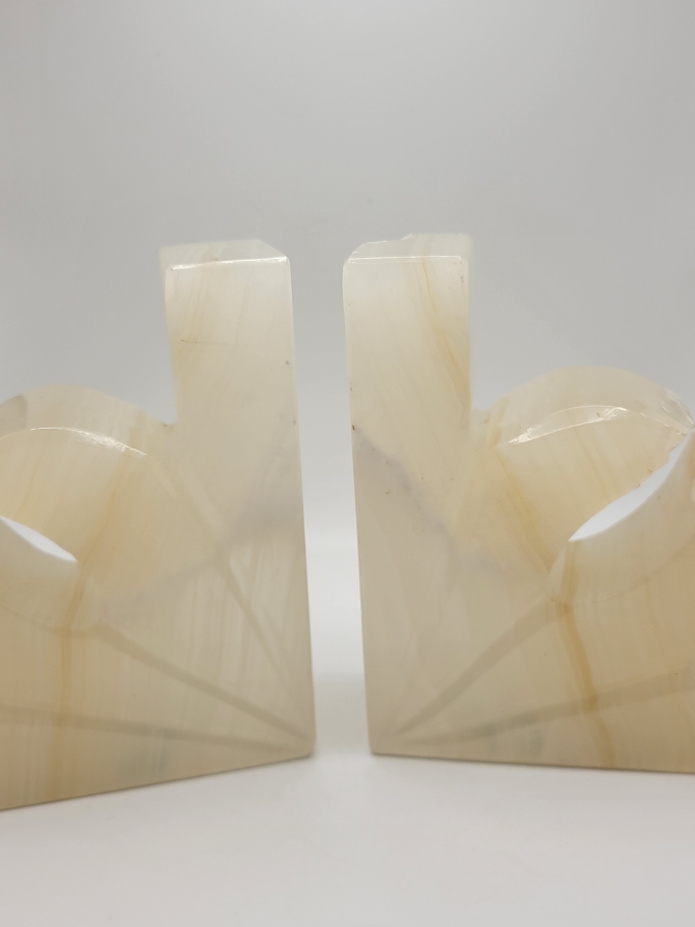 Pair Of Mid Century Marble Bookends Abstract Shape 5.5" Tall